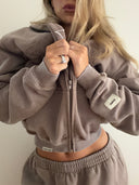 Cropped Zip Up Hoodie