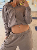 Cropped Zip Up Hoodie